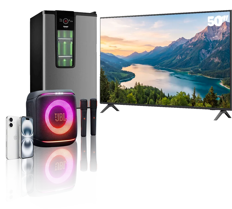 Prêmios: frigobar, smart TV, caixa de som e smartphone