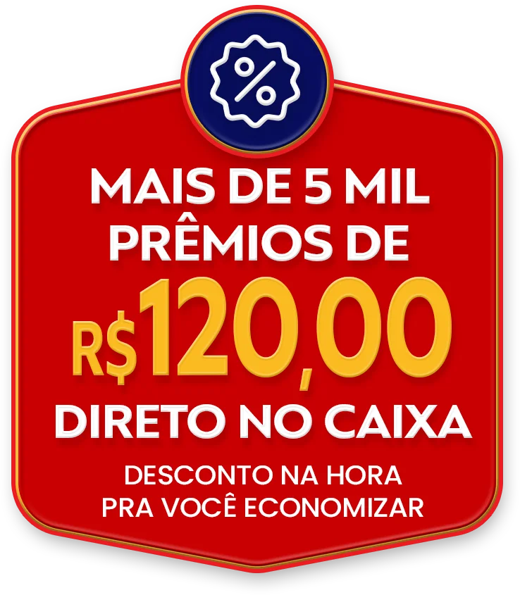 Mais de 5 mil prêmios de R$120,00 direto no caixa